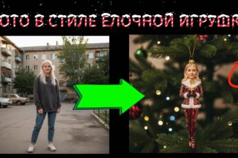 Фото в стиле новогодней игрушки в Nano Banana