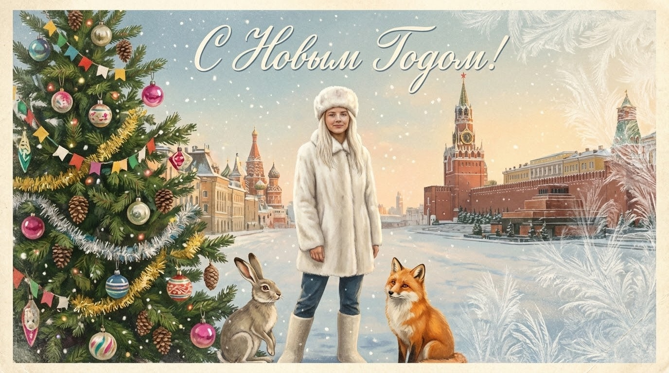 Промпт для новогодней открытки в Nano Banana
