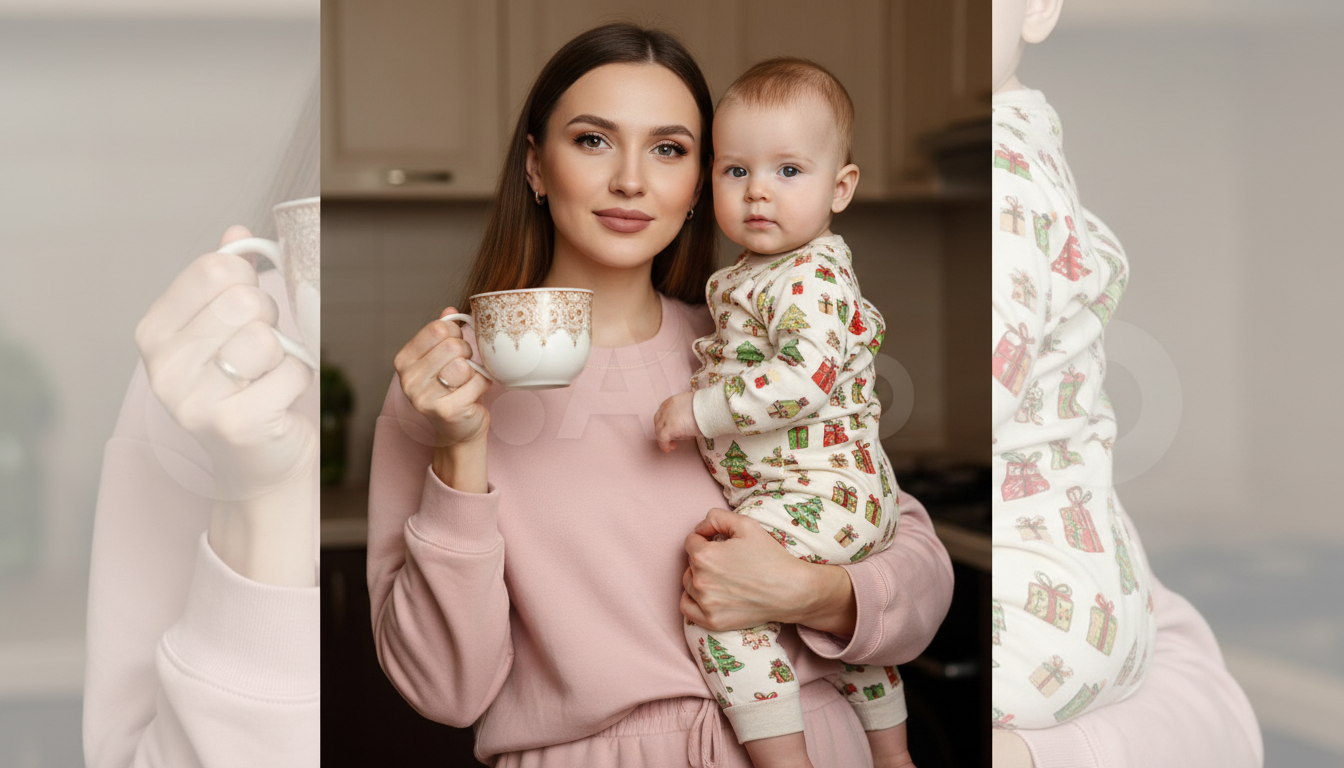 Промпт для фото в стиле 🏠 Уютное утро мамы и малыша