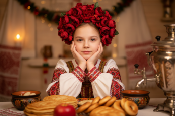 Промпт для фото в стиле 🌺 Маленькая хозяйка русского застолья