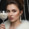 Промпт для фото в стиле 💎 Загадка в жемчужном бокале: роскошный портрет