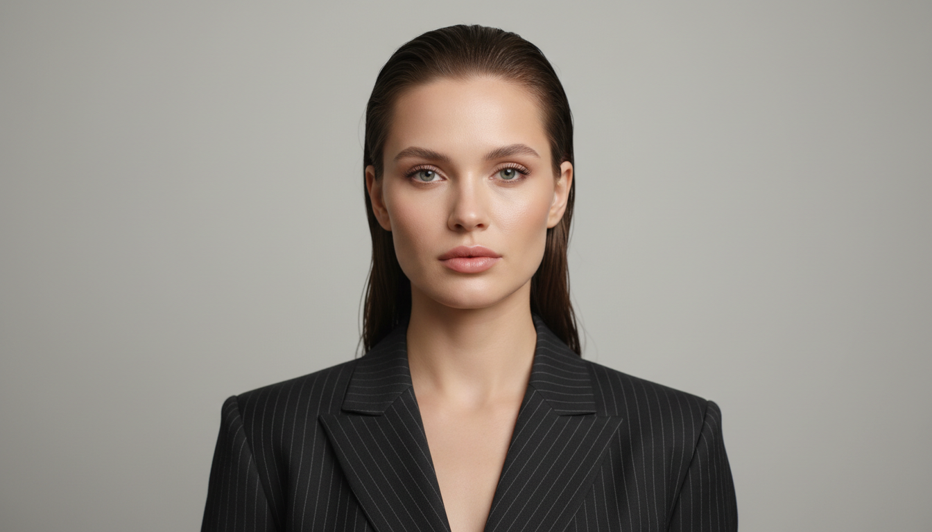 Промпт для фото в стиле 📸 Минималистичный бьюти-портрет в деловом стиле