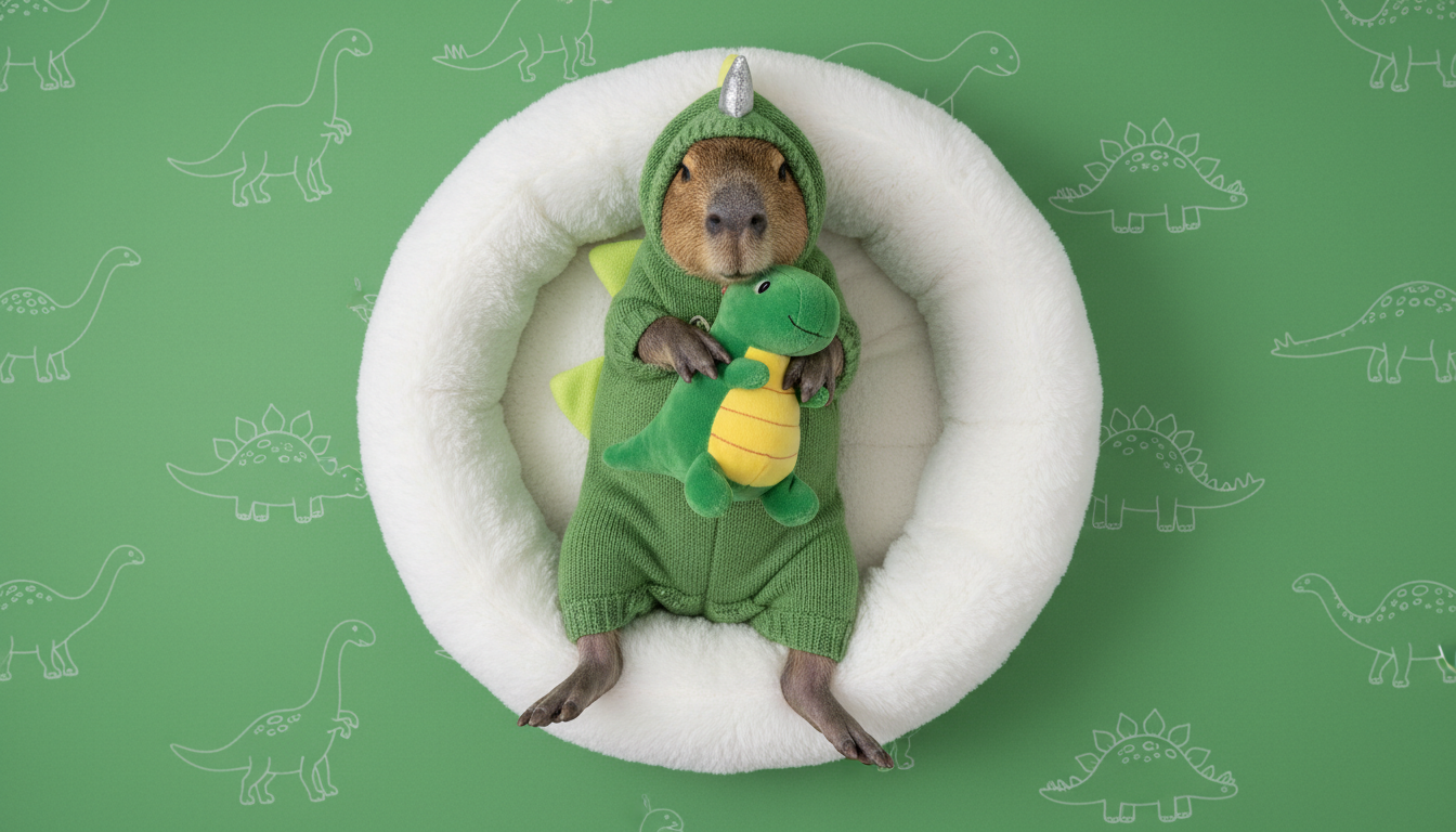 Промпт для фото в стиле 🦖 Малыш-дракоша обнимает своего плюшевого друга