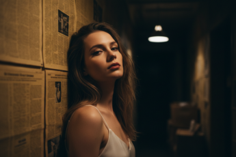 Промпт для фото в стиле 📰 Под светом одинокой лампы: история в газетных стенах