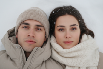 Промпт для фото в стиле ❄️ Влюбленные в объятиях зимы: интимный портрет