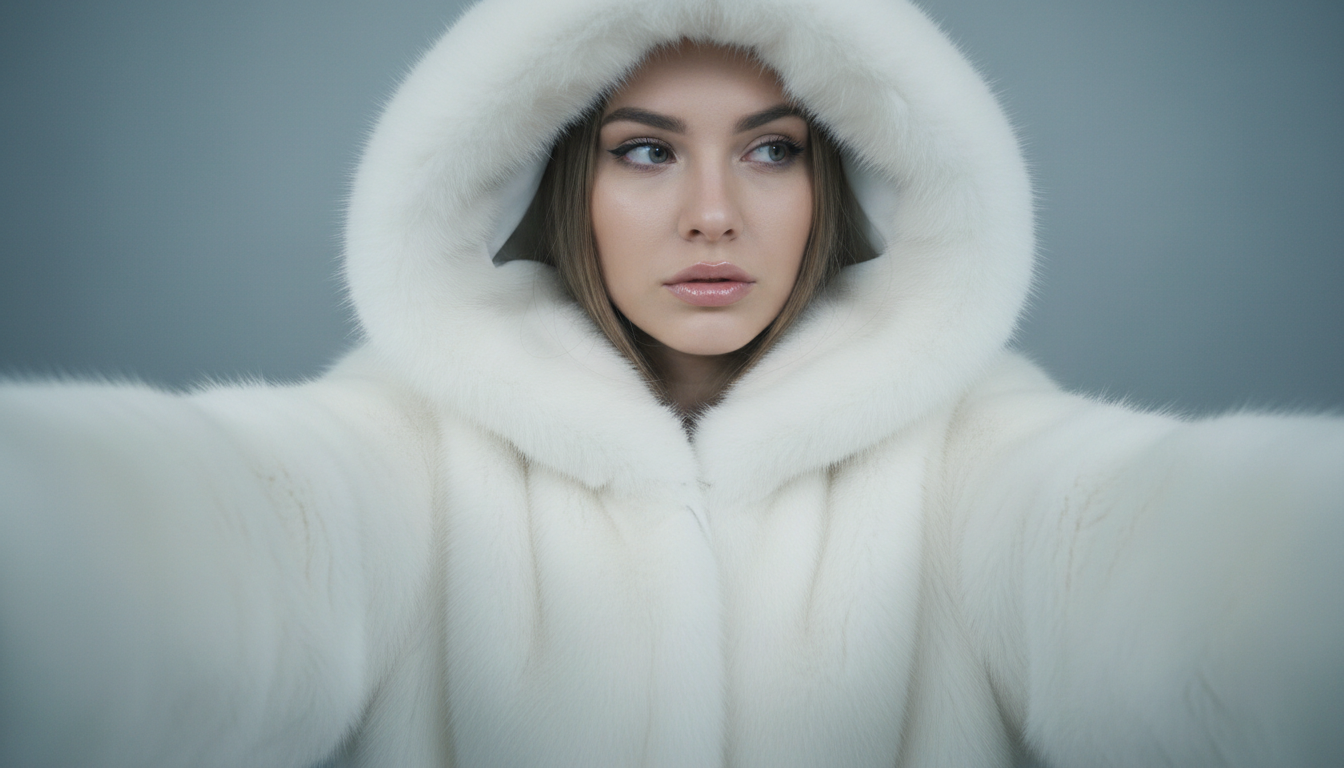 Промпт для фото в стиле 🧊 Королева севера: зимний портрет в белом