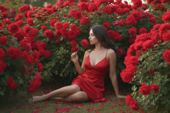 Промпт для фото в стиле 🌹 В объятиях алых роз: романтичная фотосессия