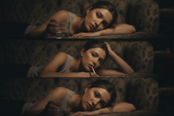 Промпт для фото в стиле 🎬 Триптих: меланхолия в полутьме