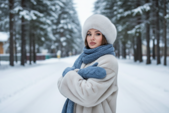 Промпт для фото в стиле ❄️ Зимняя леди: портрет в снежной тишине