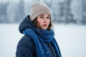 Промпт для фото в стиле ❄️ Зимний портрет с характером: магия первого снега