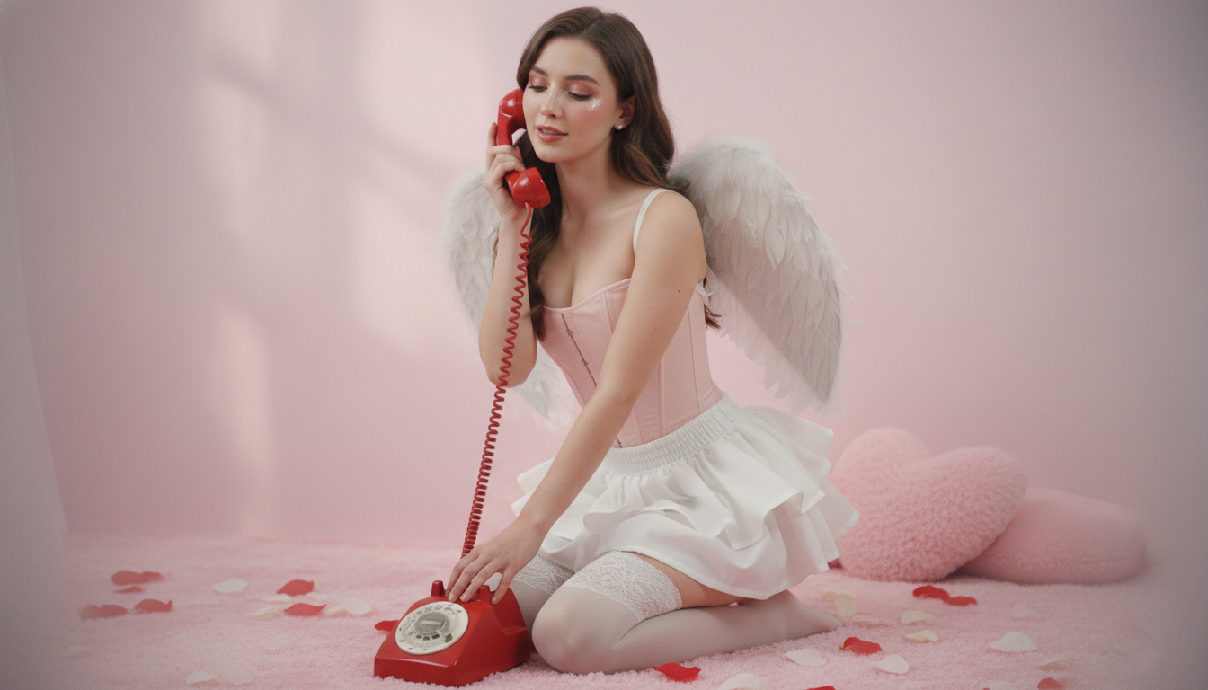 Промпт для фото в стиле 💝 Ангел-телефонистка: звонок в День влюбленных