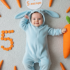 Промпт для фото в стиле 🥕 Малыш в заячьем костюме отмечает 5 месяцев