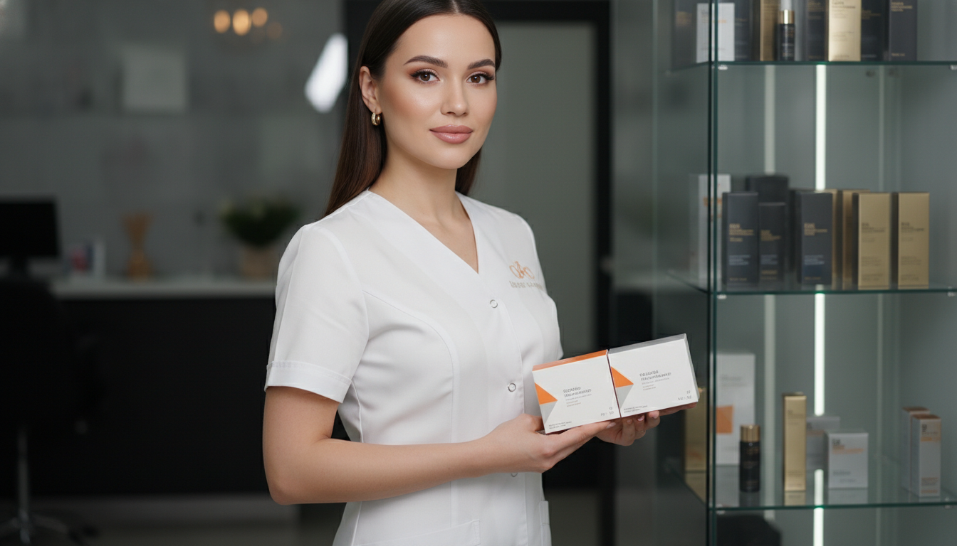 Промпт для фото в стиле 👩‍⚕️ Эксперт красоты представляет новинки в клинике премиум-класса