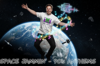 Промпт для фото в стиле 🚀 Танцующий миллиардер устроил дискотеку на орбите