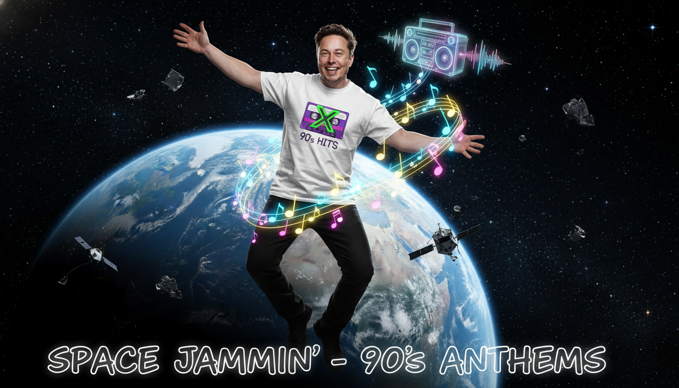 Промпт для фото в стиле 🚀 Танцующий миллиардер устроил дискотеку на орбите