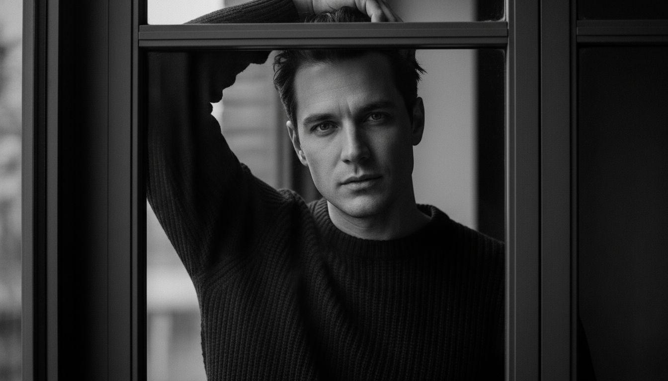 Промпт для фото в стиле 📸 Драматический автопортрет в оконном плену