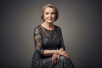 Промпт для фото в стиле 📸 Элегантность в серебряном: портрет дамы в вечернем платье