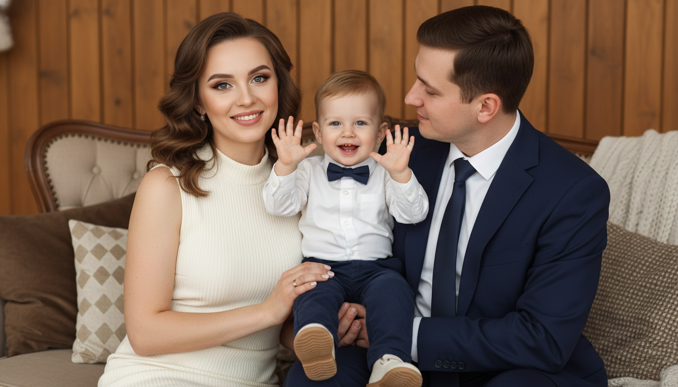 Промпт для фото в стиле 📸 Элегантная семейная съёмка в тёплых тонах