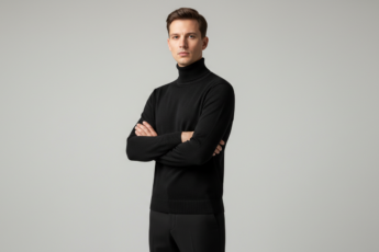 Промпт для фото в стиле 📸 Элегантный мужской портрет в черной водолазке