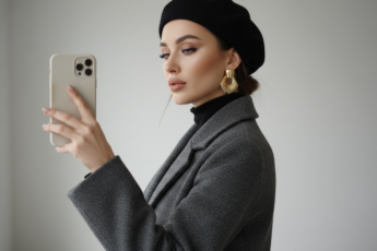 Промпт для фото в стиле 📱 Элегантное селфи в парижском стиле