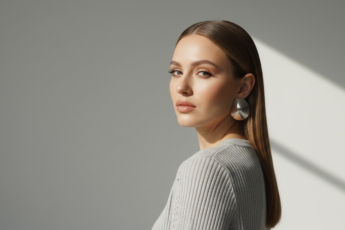 Промпт для фото в стиле 📸 Элегантный портрет в лучах студийного света