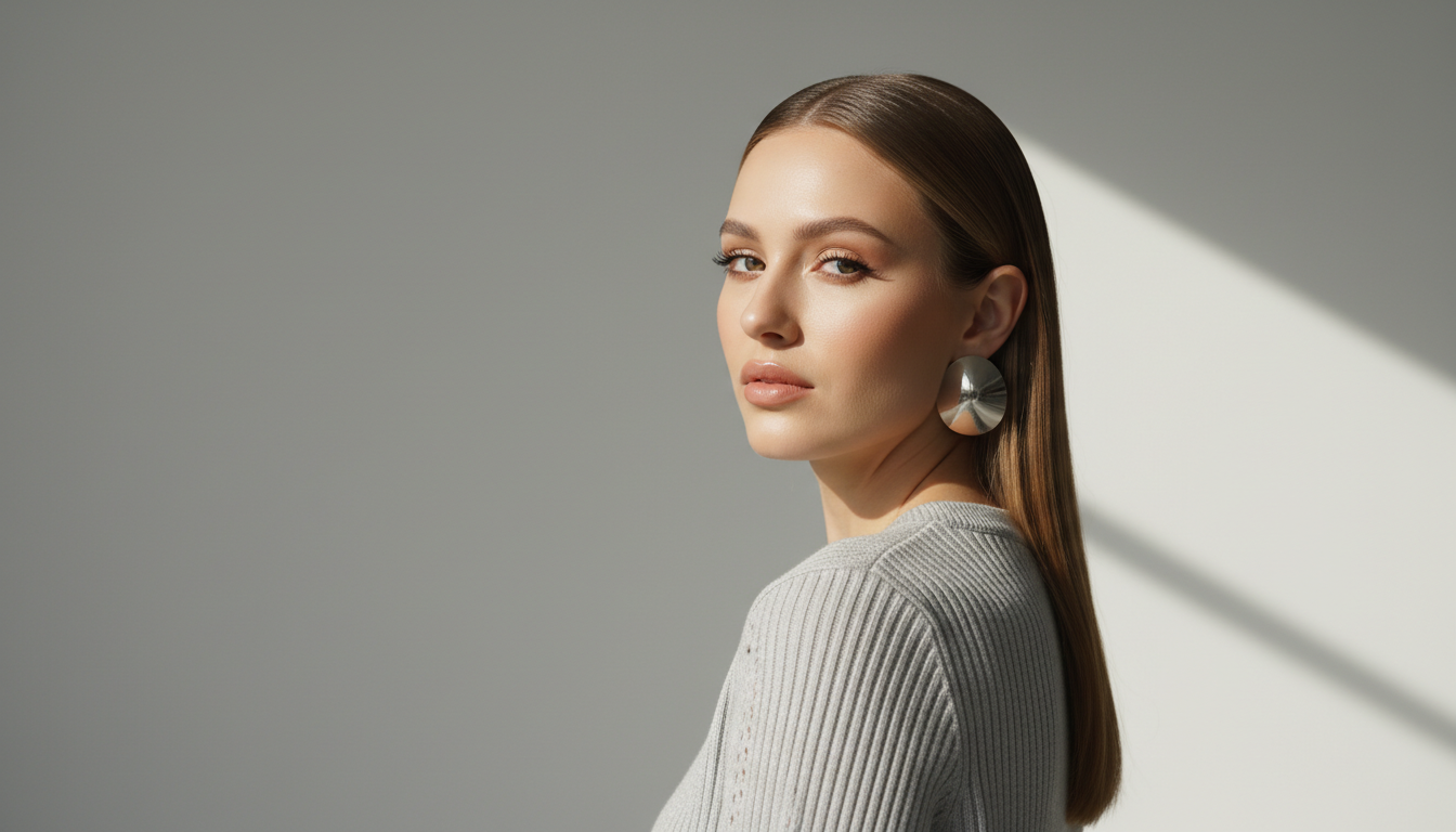 Промпт для фото в стиле 📸 Элегантный портрет в лучах студийного света