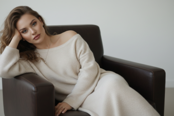 Промпт для фото в стиле 📸 Элегантная простота: портрет в кожаном кресле