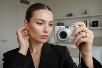 Промпт для фото в стиле 📸 Элегантное селфи: бизнес-леди в деталях