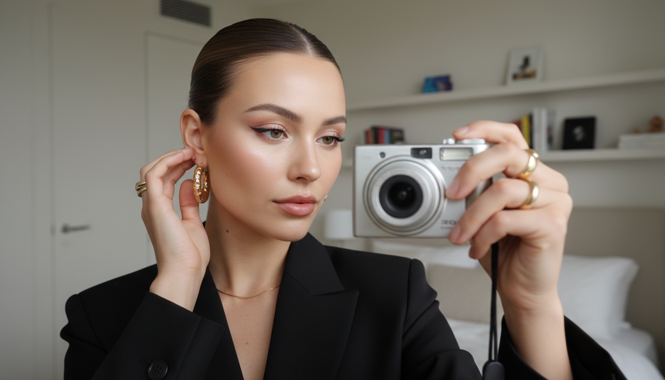 Промпт для фото в стиле 📸 Элегантное селфи: бизнес-леди в деталях