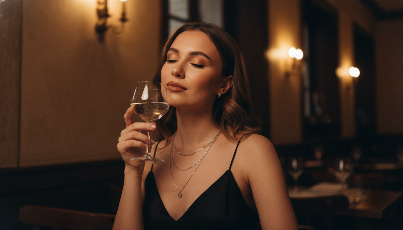 Промпт для фото в стиле 🍷 Вечер наедине с собой в любимом ресторане