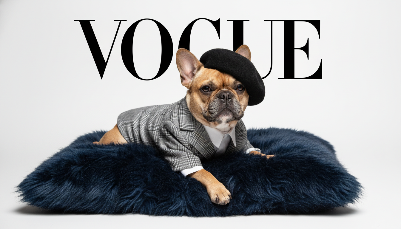 Промпт для фото в стиле 🎭 Модный питомец: haute couture для четвероногих