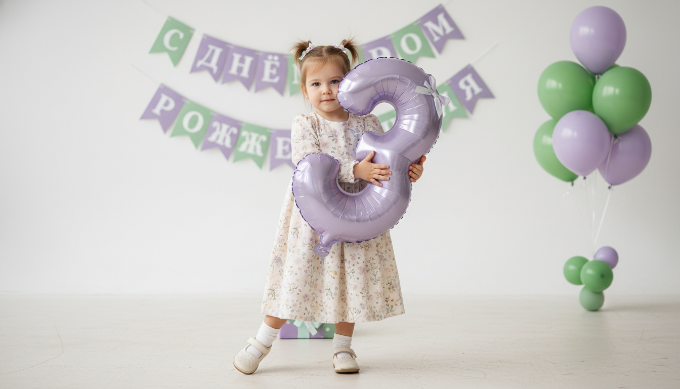 Промпт для фото в стиле 🎈 Маленькая именинница: нежная фотосессия к трёхлетию