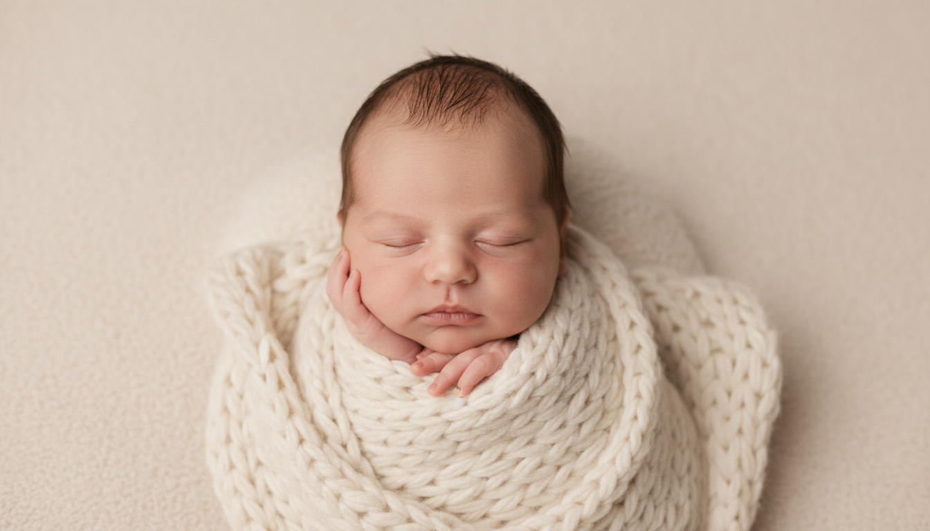 Промпт для фото в стиле 👶 Нежный сон в облаке из молочной пряжи