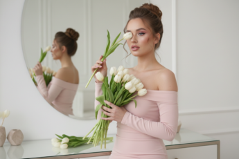 Промпт для фото в стиле 🌷 Нежная весна в розовом платье