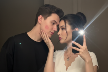 Промпт для фото в стиле 💋 Следы помады: история одного селфи в зеркале