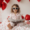 Промпт для фото в стиле 💝 Маленькая модница читает газету в День всех влюбленных