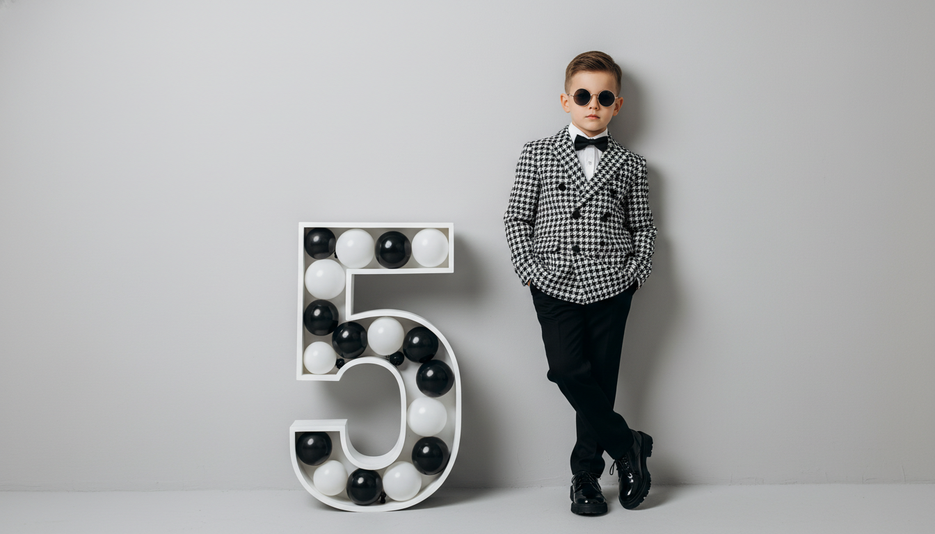 Промпт для фото в стиле 📸 Маленький джентльмен: стильная фотосессия на пятилетие