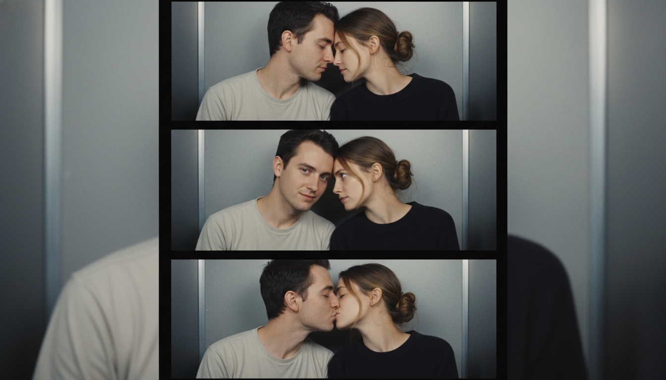 Промпт для фото в стиле 📸 История любви в трех кадрах фотобудки