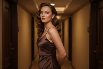Промпт для фото в стиле 📸 Роскошная незнакомка в коридоре отеля