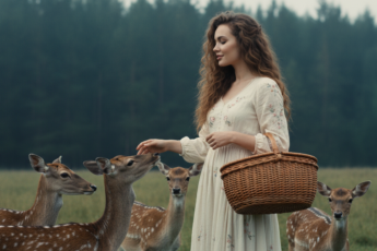 Промпт для фото в стиле 🦌 Волшебная встреча с лесными друзьями