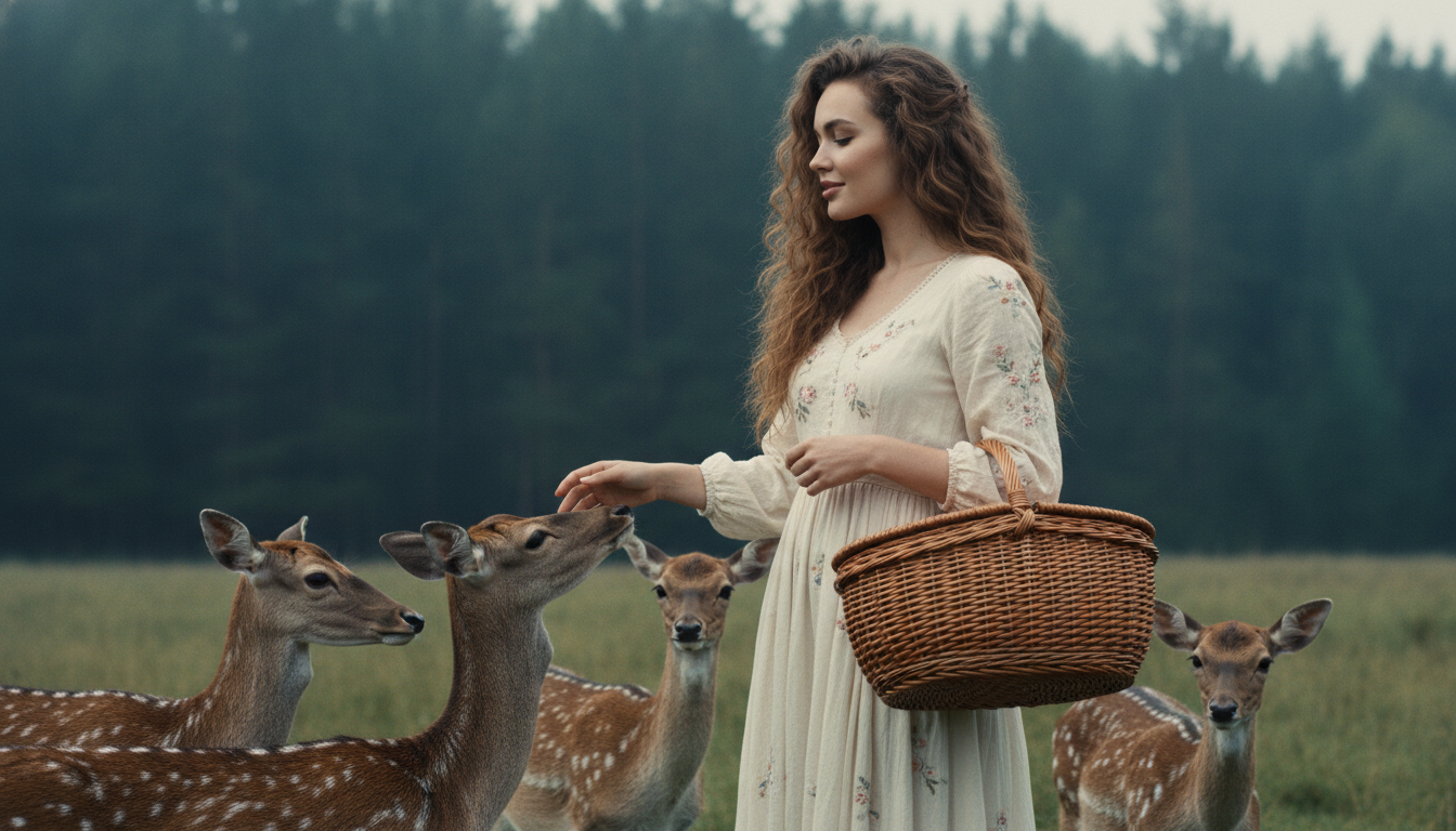 Промпт для фото в стиле 🦌 Волшебная встреча с лесными друзьями