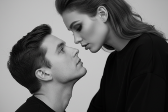 Промпт для фото в стиле 🖤 Магнетический взгляд: черно-белая история любви