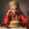 Промпт для фото в стиле 🇷🇺 Масленичный портрет: русская красавица у самовара