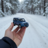 Промпт для фото в стиле 🚗 Миниатюрная машина оживает в зимней сказке