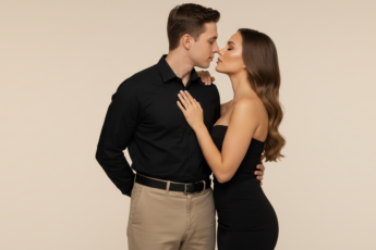 Промпт для фото в стиле 💫 Мгновение до поцелуя: элегантная love-story в студии