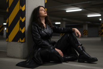 Промпт для фото в стиле 🌃 Ночная нота одиночества в бетонных джунглях