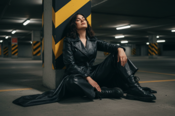 Промпт для фото в стиле 🌃 В тени парковки: нуарная женская фотосессия