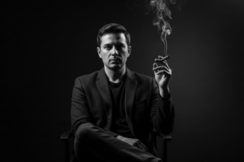 Промпт для фото в стиле 🎭 Нуарный портрет: дым, тени и драма