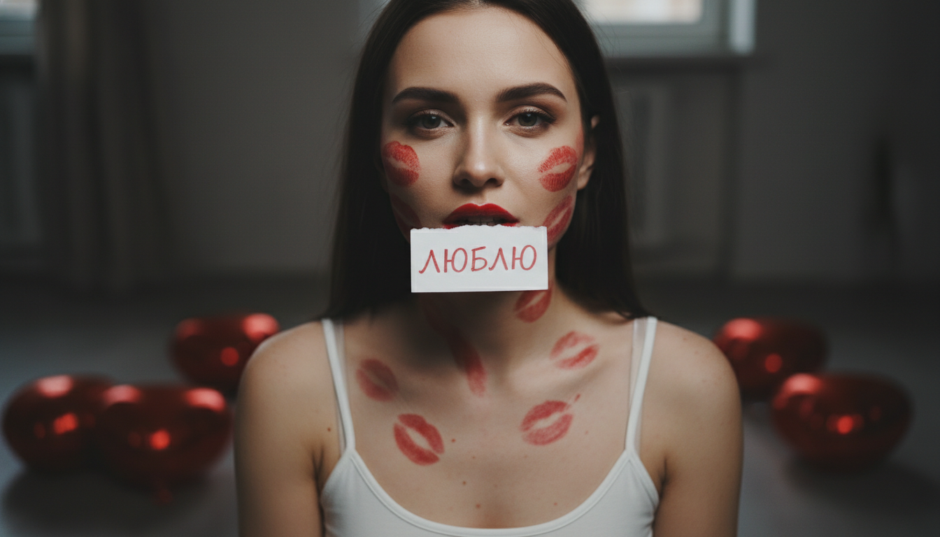 Промпт для фото в стиле 💋 Страстное признание в любви: записка в зубах