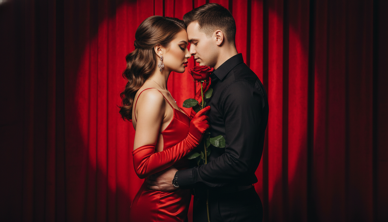 Промпт для фото в стиле 💃 Страстное танго в красном бархате